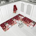 thumbnail image 1 of Winter Christmas Kitchen Floor Mats, Snowman with Cardinal 2 PCS Anti Fatigue Area Runner Rugs Set Snowflake on Plaid Non-Slip Bathroom Comfort Standing Mat Home Decor, 1 of 6