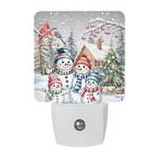 Winter Christmas Night Lights, Snowman Chalet Pine Winter Snow Scene Smart Auto Dusk to Dawn Sensor Nightlights Plug-in Nightlight for Bedroom Bathroom Living Room Kitchen Hallway
