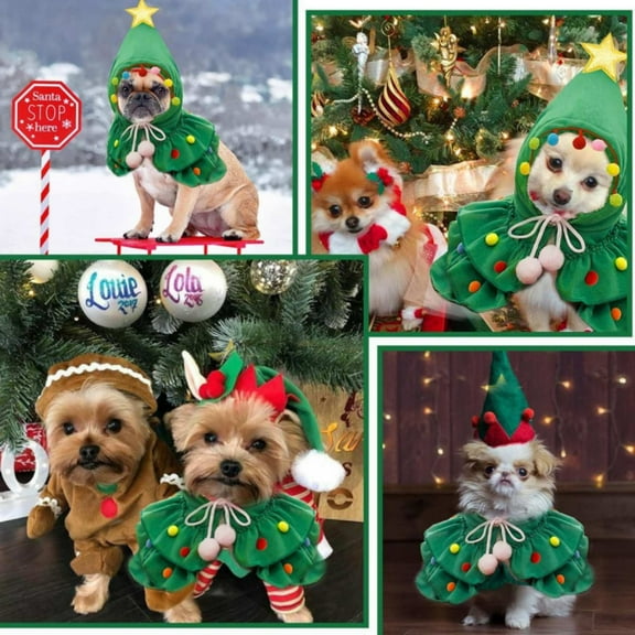 Winter Christmas Pet Clothes Cape Cloak Shawl Dog Festival Outfit Two-Color Transformation Apparel Holiday Pet Wear