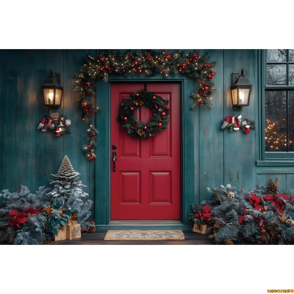 Winter Christmas Photography Backdrop Vintage Red Arch Xmas Tree Gifts ...