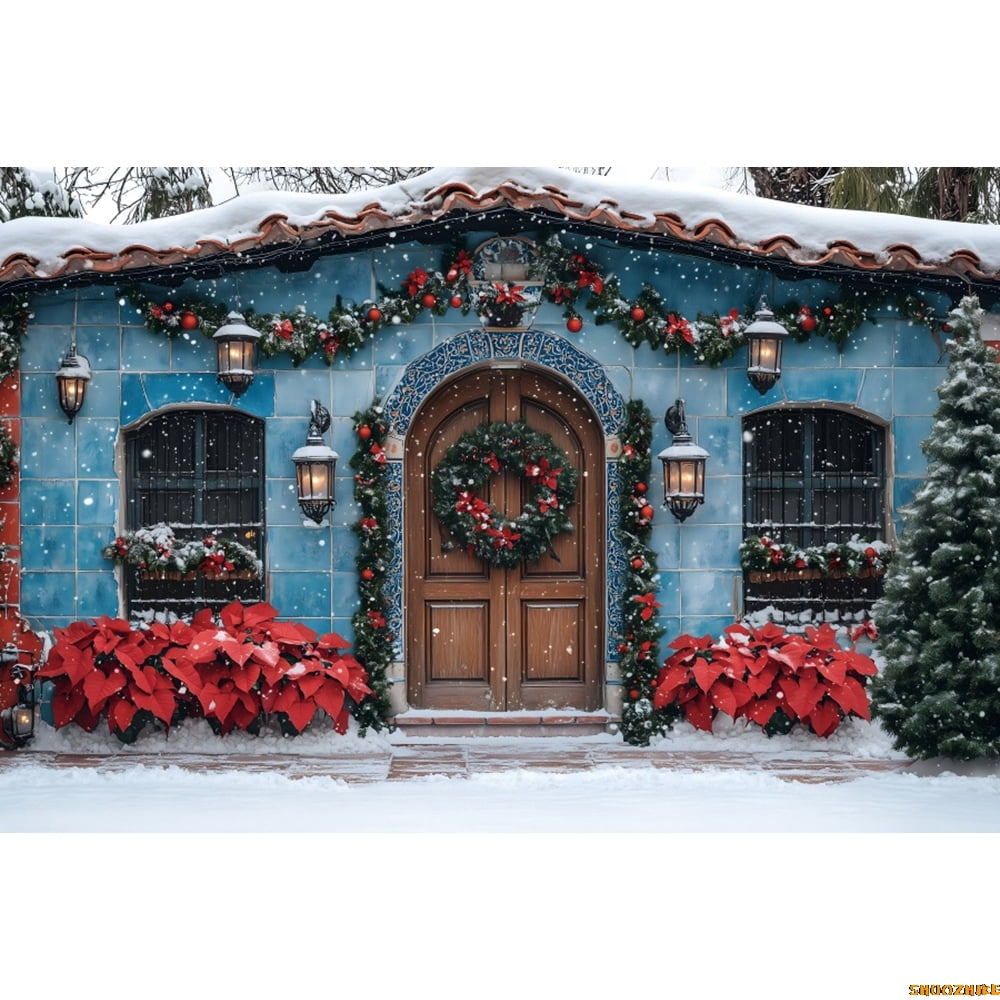 Winter Christmas Photography Backdrop Vintage Red Arch Xmas Tree Gifts ...