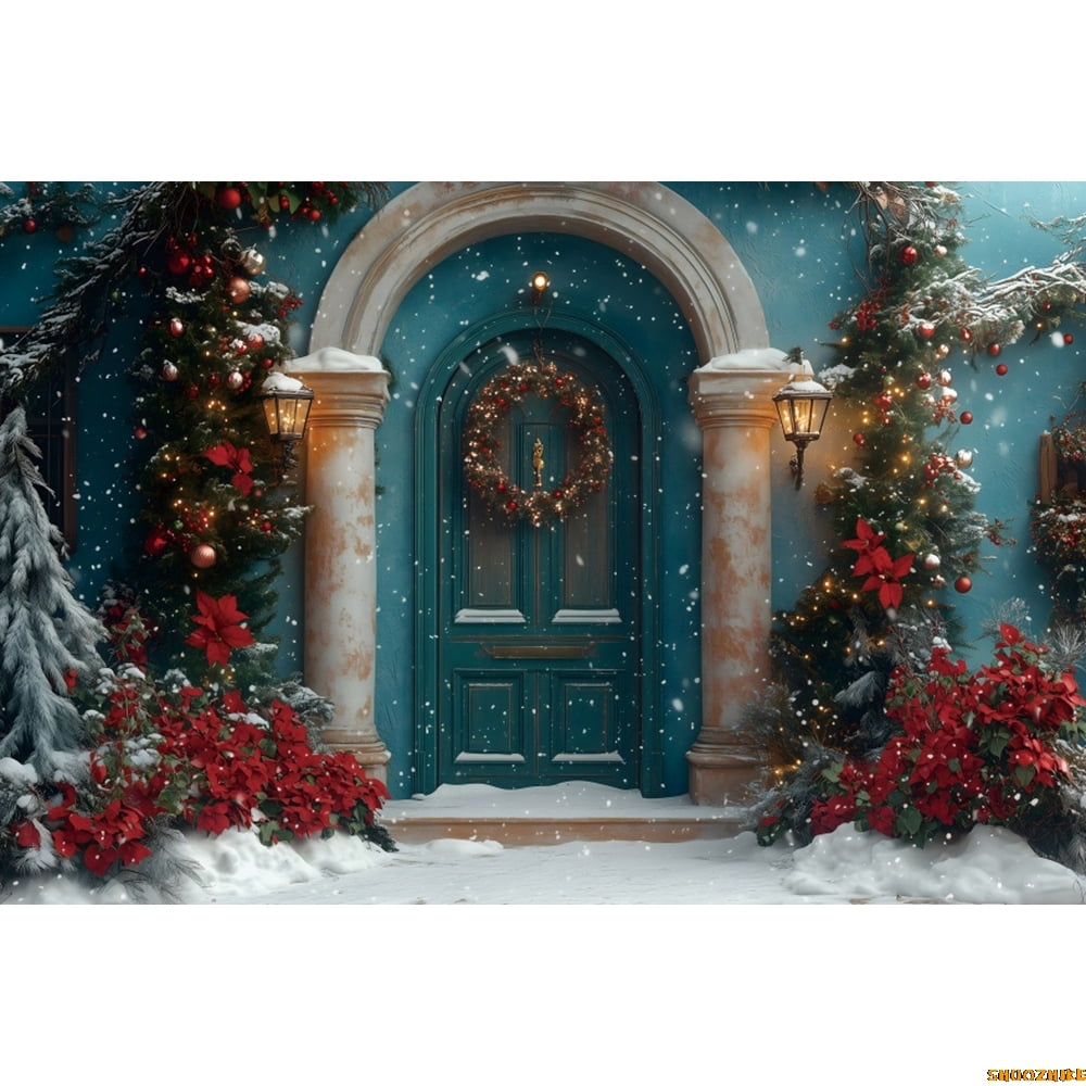 Winter Christmas Photography Backdrop Vintage Red Arch Xmas Tree Gifts ...