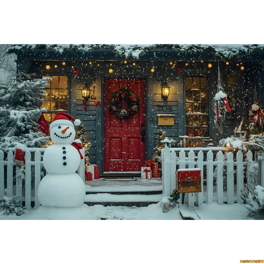 Winter Christmas Photography Backdrop Vintage Red Arch Xmas Tree Gifts ...