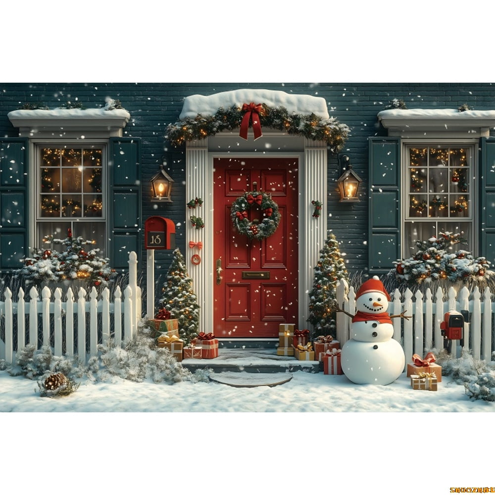 Winter Christmas Photography Backdrop Vintage Red Arch Xmas Tree Gifts ...