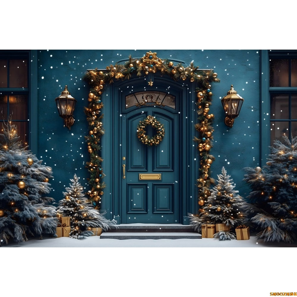 Winter Christmas Photography Backdrop Vintage Red Arch Xmas Tree Gifts ...