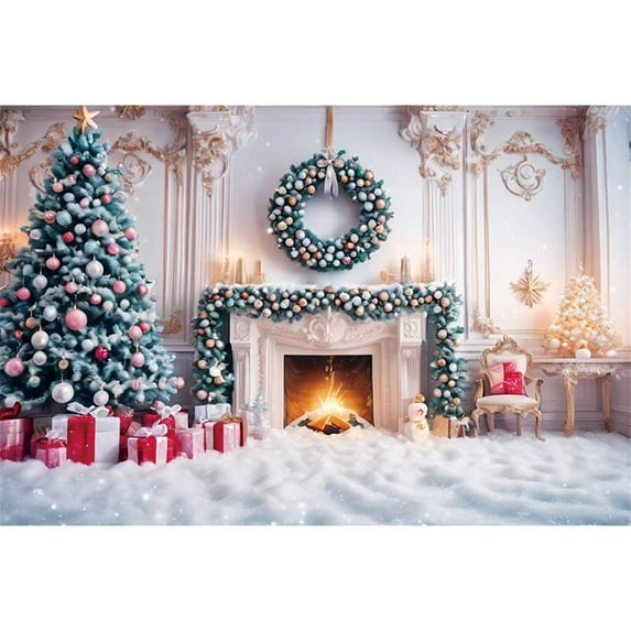 Winter Christmas Photography Background Sleigh Wood Wall Teddy Bear Photoz Backdrop Child Studio Photocall Supplies