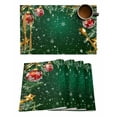 thumbnail image 1 of Winter Christmas Placemats Set of 8 Red Ball Ribbon Snowflake Pine Branch Heat Insulation Washable Place Mats, Rustic Non-Slip Table Mats for Dining Table Party Kitchen Decor,13x19 Inch, 1 of 4