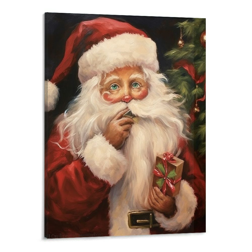 Winter Christmas Poster Picture Santa Claus Canvas Wall Art Print Home