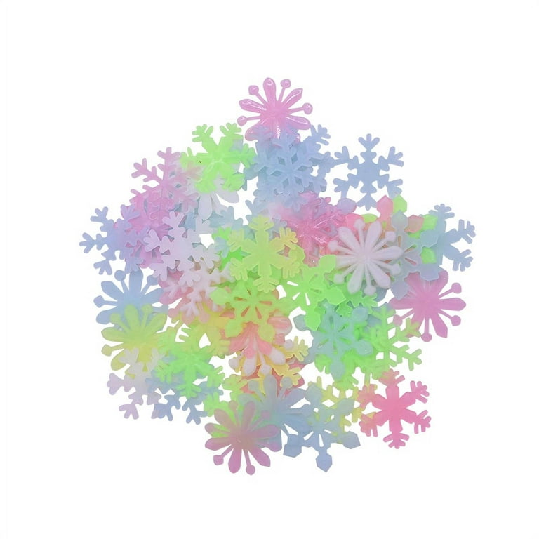 Winter Christmas Realistic 3D Glow Snowflake Stickers, 50 Dots Snowflake for Ceiling or Walls, Brighter in The Dark, Perfect for Kids Bedroom Living