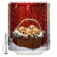 thumbnail image 1 of Winter Christmas Shower Curtain, 48" x 72", Golden Retriever Basket Red Front Door Waterproof Bathroom Curtain Washable Shower Curtain Set with 12 Hooks, 1 of 6
