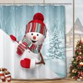 thumbnail image 1 of Winter Christmas Shower Curtain, Winter Holiday Fabric Shower Curtains Cute Snowman Pattern, Christmas Bathroom Decor Set with Hooks, 72 x 72, Red Blue White, 1 of 6