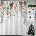 thumbnail image 1 of Winter Christmas Shower Curtains for Bathroom, Pine Leaves Berries Hazelnuts Cotton Gray Waterproof Fabric Shower Curtain for Bathroom Bathtub Decoration, Machine Washable, 72"x72", 1 of 9