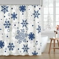 thumbnail image 1 of Winter Christmas Shower Curtains for Bathroom Snowflake Shower Curtain Xmas Bathroom Decor Winter Holiday Washable Durable Fabric Bathroom Curtains 72x72 Inch, 1 of 6