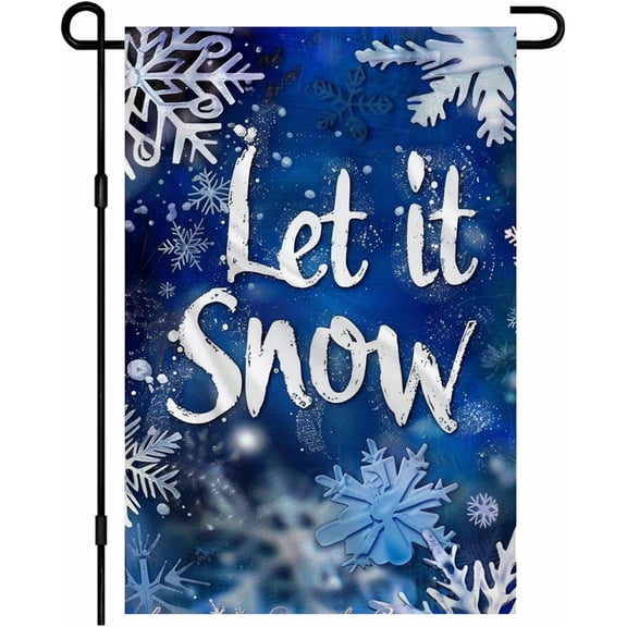 Winter Christmas Snow Garden Flag 12x18 Inch Snowflake Art Design Blue Snowy Seasonal Outdoor Yard Flag for Patio Lawn Porch Backyard Festive Holiday Decorative Flag
