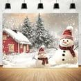 thumbnail image 1 of Winter Christmas Snowman Backdrop Photography - Rustic Xmas Cabin Background Snowy Forest Pine Tree Portrait Photobooth Party Banner Photo Studio Props for Holiday New Year Party Supplies 10X8FT, 1 of 5