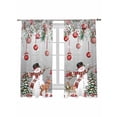 thumbnail image 1 of Winter Christmas Snowman Sheer Curtains 72 Inch Long 2 Panels, Elk Christmas Tree Balls Gray Light Filtering Rod Pocket Semi Sheer Curtains, Sheer Voile Drapes for Living Room Bedroom, 52"x72", 1 of 5