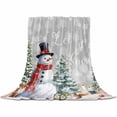 thumbnail image 1 of Winter Christmas Snowman Throw Flannel Blanket 32x48In Gray Xmas Tree Fox Squirrel Super Soft Cozy Bed Blanket, Lightweight Plush Fuzzy Bed Throw for Bedroom Sofa Couch Living Room, 1 of 4