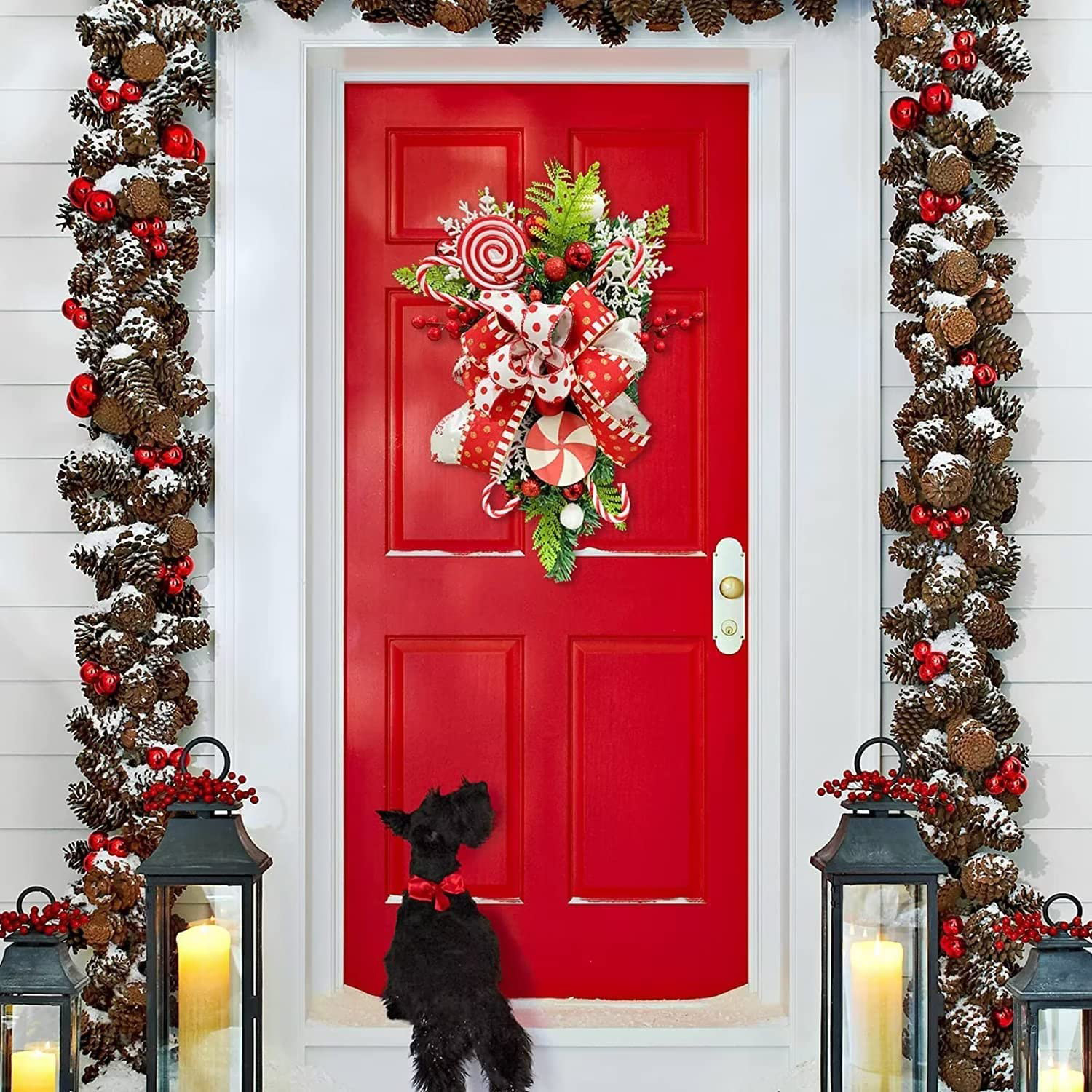 Winter Christmas Teardrop Wreath,Artificial Christmas Teardrop Swag