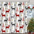 thumbnail image 1 of Winter Christmas Themed Fabric Shower Curtain for Bathroom Decor, Red Elk Trees Grey Golden Snowflake Xmas New Year Holiday Shower Curtains Set Washable Polyester with 12 Hooks, 72x72, 1 of 6