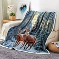 thumbnail image 1 of Winter Christmas Throw Blanket, Super Soft Warm Plush Blanket for Couch Bed Sofa Travel Camping, Winter Deer Snow Forest Holiday Decorative Comfort Cozy Throw Blanket 50 x 60 Inch, 1 of 5