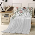 thumbnail image 1 of Winter Christmas Throw Flannel Blanket 50x60In Pine Leaves Berries Hazelnuts Cotton Gray Super Soft Cozy Bed Blanket, Lightweight Plush Fuzzy Bed Throw for Bedroom Sofa Couch Living Room, 1 of 4