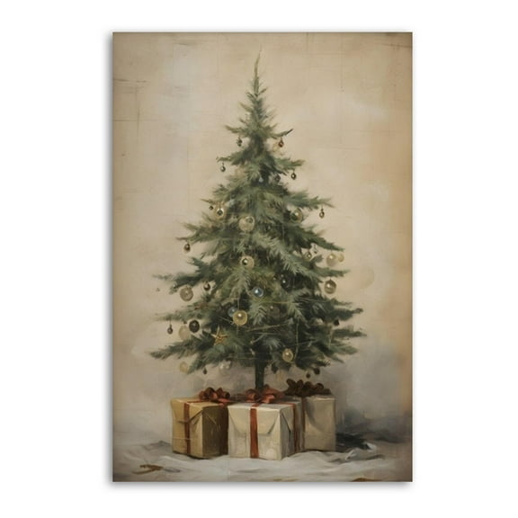 Winter Christmas Tree Canvas Poster Wall Art Picture Prints Hanging Photo Gift Decor Home Posters Artworks 16x24inch(40x60cm)