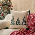 thumbnail image 1 of Winter Christmas Tree Pillow Cover, Classic Christmas Embroidered Pillow case with Tassels, Realistic Xmas Tree Sofa Cushion Case Christmas New Year Couch Decor, Green, 1 of 6