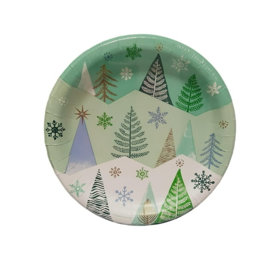 Winter Christmas Tree Snowy Wonderland Paper 8 Ct 9" Luncheon Plates