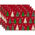 thumbnail image 1 of Winter Christmas Trees Snowflakes Xmas Placemats Set of 4 Table Mats for Party Home Kitchen Dining Table Decorations 12x18 Inch, 1 of 5