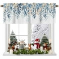thumbnail image 1 of Winter Christmas Valances for Windows, 42 x 18in, Blue Floral Eucalyptus Leaves Rod Pocket Kitchen Valance Curtain Light Filtering Window Treatments for Living Room Bedroom, 1 Panel, 1 of 7