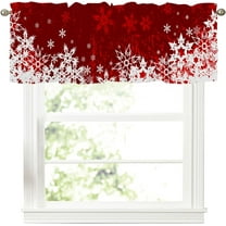 Winter Christmas Valances for Windows Red White Snowflake Kitchen Curtains Short Rod Pocket Window Curtain 1 Panel for Xmas Holiday Treatment Decorations 54x18inch