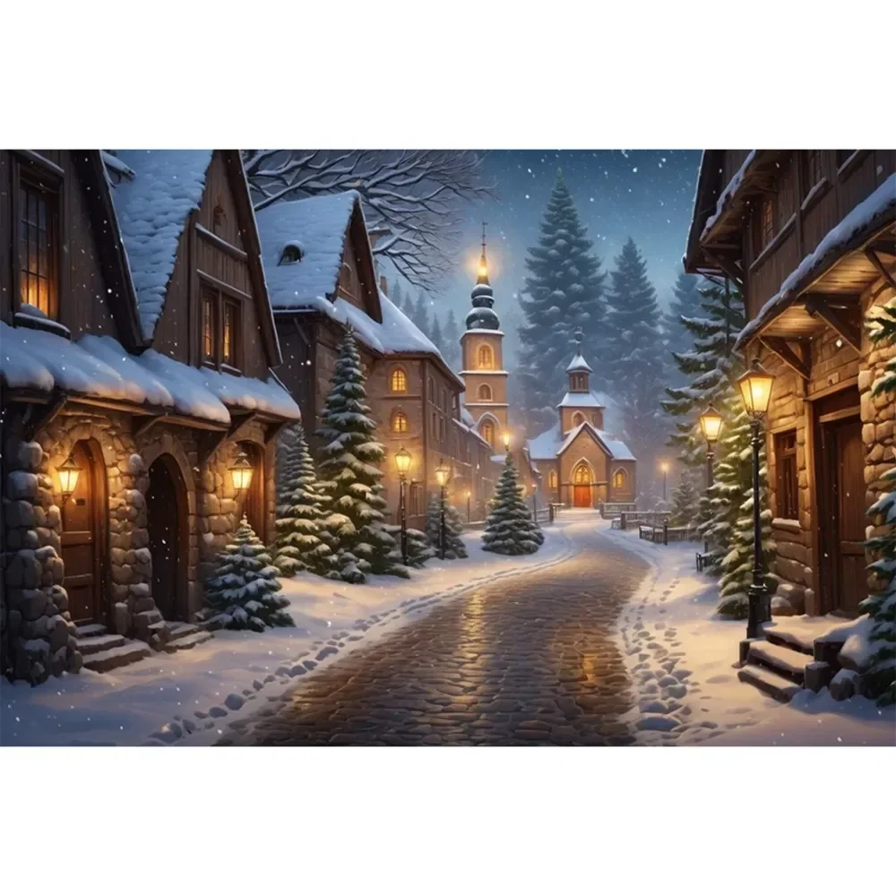 Winter Christmas Village Backdrop Home ration Photography Studio ...