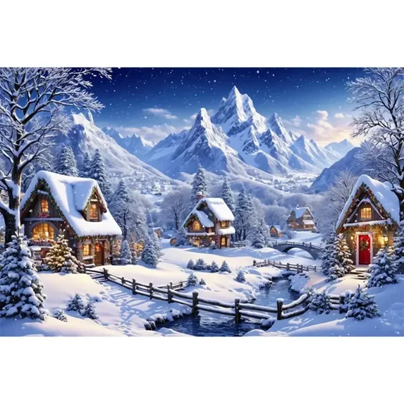 Winter Christmas Village Backdrop Home ration Photography Studio