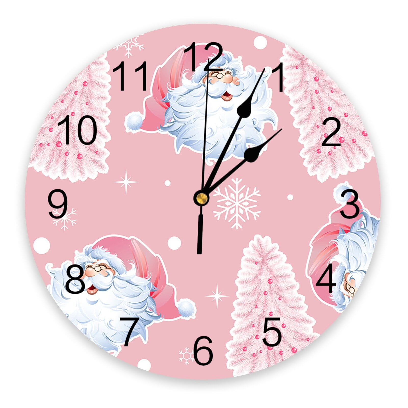 Winter Christmas Vintage Green Poinsettia Round Wall Clocks Desktop