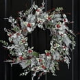 thumbnail image 1 of Winter Christmas Wreaths for Front Door 20 Inches, Faux Xmas White Red Wreath for Window Outdoor Outside, Artificial Farmhouse Holiday Modern Wreath for Indoor Porch Decor, 1 of 16