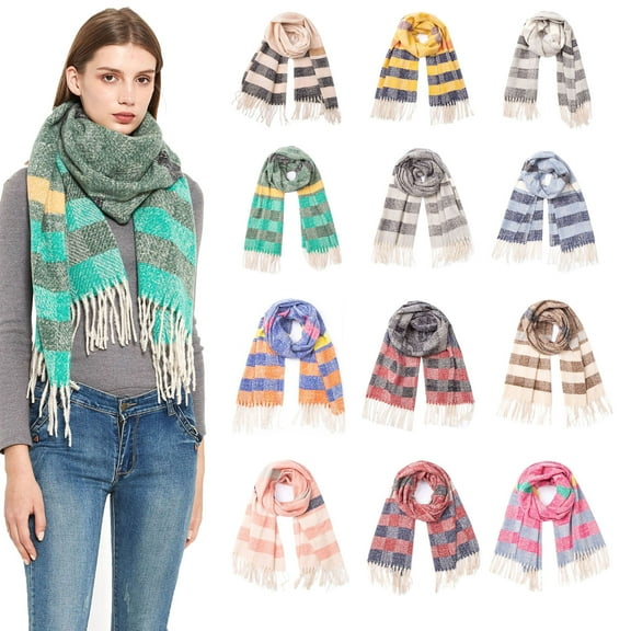 Winter Chunky Knit Scarf Warm Thick Wrap Pattern Long for Men and Women for Outdoors