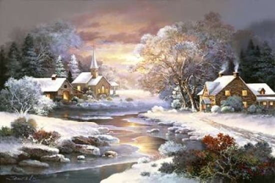 Winter Church Canvas Art - James Lee (24 x 36)