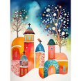 thumbnail image 1 of Winter Churchyard Snowfall Trees Folk Art Unframed Wall Art Print Poster Home Decor Premium, 1 of 4