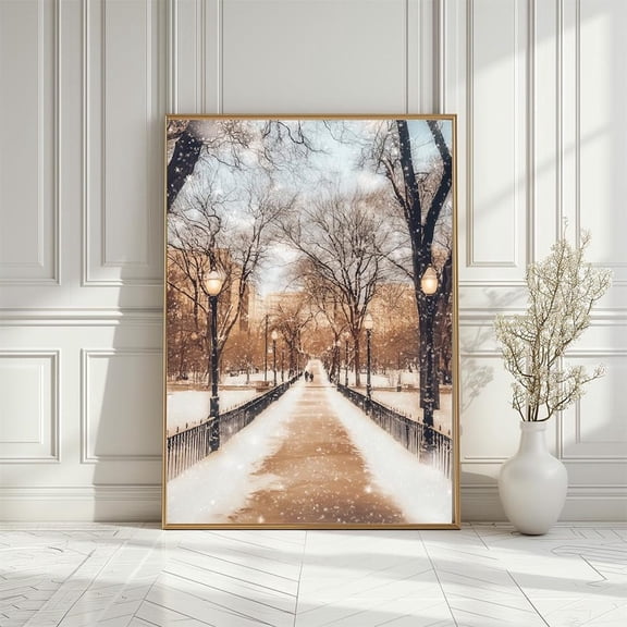 Winter City Park Poster: Snowy Landscape, Romantic Home Decor, Size 12x18 UNFFRAMED F03.1.7l2151