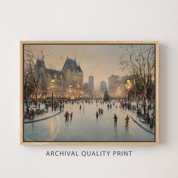 Winter City Wall Art, Printed & Shipped W231 Home Decor #32, Stretched Canvas Size 16x24