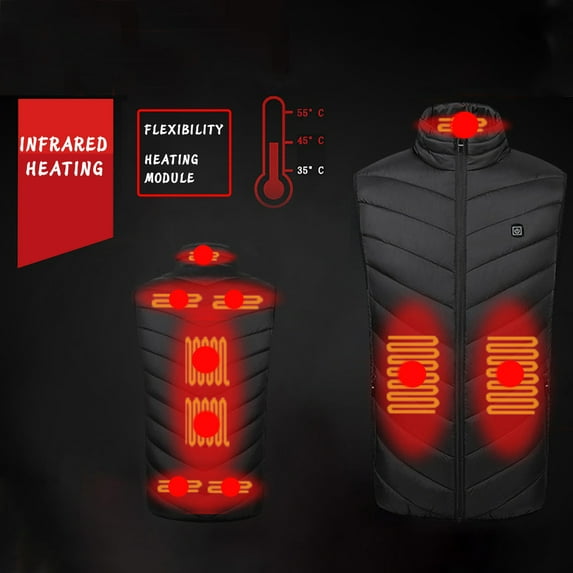 Winter Clearacne! Feltree Heated Jacket, Lightweight Windproof Outdoor Warm Clothing Heated For Riding Skiing Fishing Charging Via Heated Coat Heated Apparel Winter Coat for Men and Women Black L