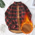 thumbnail image 1 of Men's Sherpa Lined Flannel Plaid Shirt Jacket Long Sleeve Button up Jacket Coat Fall Winter Plush Thick Warm Outerwear Blouse Tops with Pocket, 1 of 5