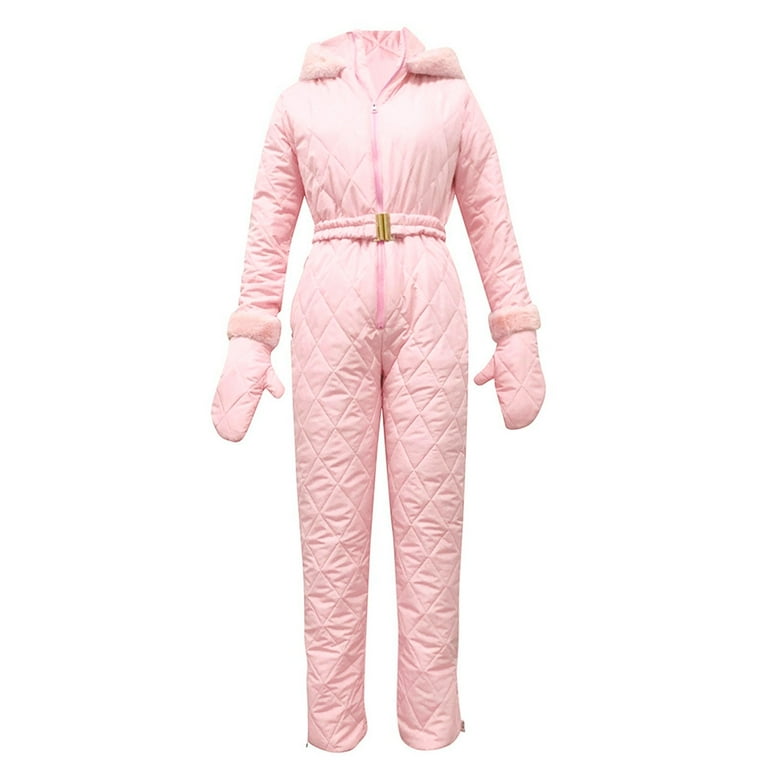 Winter Clearance 2023 TMOYZQ Women s One Pieces Ski Suits Jumpsuits Hoodie Ski Suit Coveralls Winter Outdoor Waterproof Windproof Snowboard Snowsuits