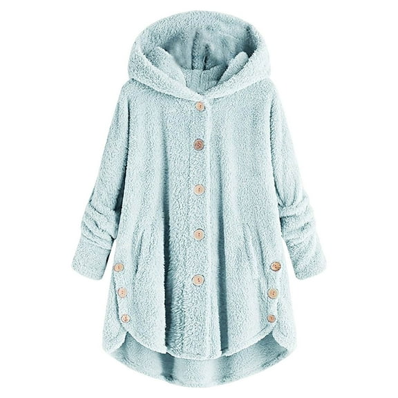 Winter Clearance 2023 Winter Coats for Women Plus Size Plus Size Button Plush Tops Hooded Loose Cardigan Wool Coat Winter Jacket