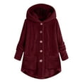 thumbnail image 1 of Winter Clearance 2023 Winter Coats for Women Plus Size Plus Size Button Plush Tops Hooded Loose Cardigan Wool Coat Winter Jacket, 1 of 5