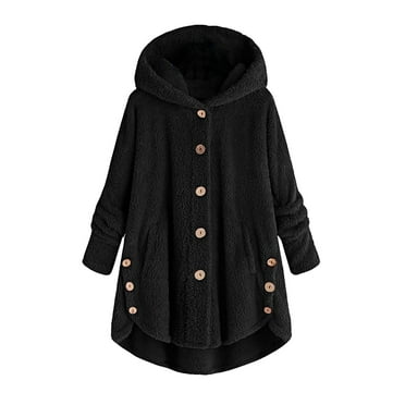 Winter Clearance 2023 Winter Coats for Women Plus Size Plus Size Button Plush Tops Hooded Loose Cardigan Wool Coat Winter Jacket