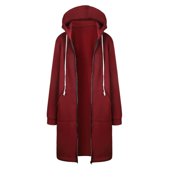 Winter Clearance 2023 Winter Coats for Women Plus Size Solid Jacket Thickening And Fleece And Winter Casual Zipper Pocket Hooded Long Sweater