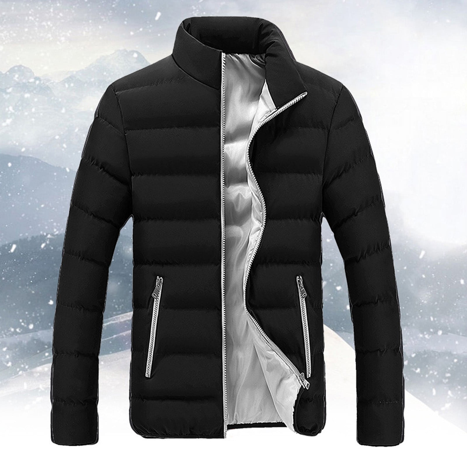 Men's Plus Size Striped Padded Puffer Jacket