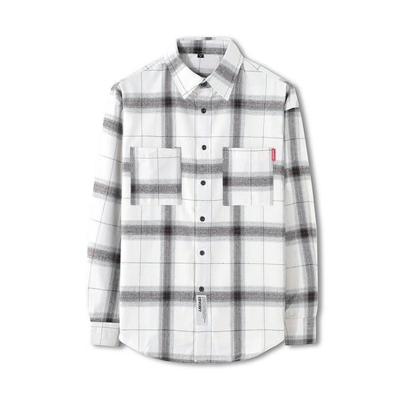 purcolt Men's Plus Size Long Sleeve Flannel Plaid Shirt Jacket Fashion Casual Regular-Fit Button up Blouse Fall Winter Coat Outerwear Tops with Pocket