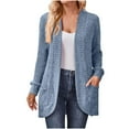thumbnail image 1 of Winter Clearance 2024 Olyvenn Women's Long Sleeve Open Front Knitted Long Cardigan Sweaters with Pockets Outwear Coat Cardigan Sweaters for Women Trendy 2024 Sky Blue 10, 1 of 9